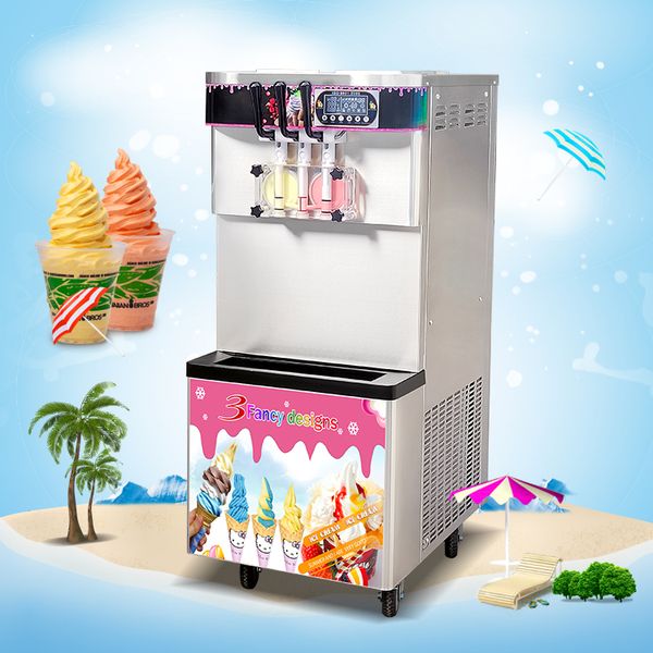 Livraison gratuite à la porte USA ETL CE SNAKING FOOD MACHINE Cuisine 3 saveurs Yogourt Gelato Soft Ice Cream Machine avec réfrigérant