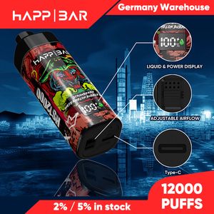 Eu USA Warehouse Original 12000 Puffs Disposable Vape Electronic Cigarette Vape Pen Rechargeable Airflow Réglable 16ML 15 Flaovrs Dispositif