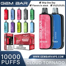 Almacén local de EE. UU. Barra de gema original 10k 10000 hojaldres desechables e cigarrillo e cigarrillo con pantalla digital recargable 650mAh 20ml pod big smoking vaper shisha tornado