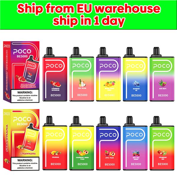 EU ENTREPRISE 100% ORIGINAL E Cigarette Disposbale Vapes POCO BE5000 PRÉFULTEMENT 14 ML POD 5000 PUFS 650MAH MESH TYPE C Port rechargeable