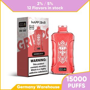 EU Warehouse 15000 Puffs eletronic sigaret Originele gaas spoel aangepaste wegwerp vape pen oplaadbaar 15 ml 12 kleurapparaat nieuwste damppen