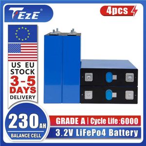 EU Warehouse 230Ah 4pcs LifePo4 Batterij 3.2V Deep Cycle Balance Cellen Diy 12V 24V voor RV EV -boten Golfkar Home Solar Storage
