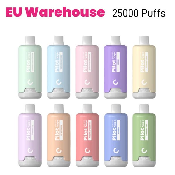 EU ENTREPRISE 25000 Puffes Pilot Vapes Disposables Puff 20000 28ml Vape Pen Juice Pod System Electonic E Cigarette 2% 3% 5% 10 FLAVORS MESH Coil 650mAh