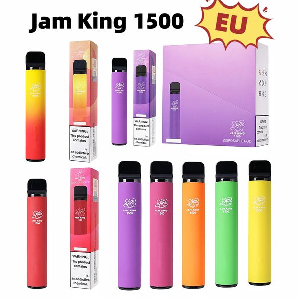 EU Warehouse Vape jetable Jam King 1500 barre de bouffée en gros E Cigarette desechable 4.8ml 850mAh Batterie stylo jus saveur cigarette jetable Chine