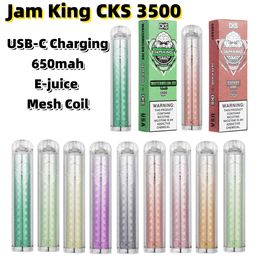 EU Warehouse Vape jetable Jam King CKS 3500 bouffées de vape desechables meilleur stylo vape E Cigarette Vape USB-C Charge Mesh Coil 6 ml prérempli 650 mAh rechargeable