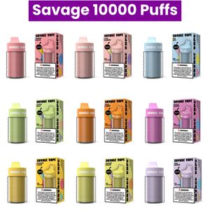 Savage Vapes E Sigaretten Puff 5000 10000 25 ml Verstelbare luchtstroom Wegbare Vapes E Cig 2% 3% 5% 10 Taste Flavours Voorgevuld sapapparaat Mesh Coil 650 mAh Batterijpen