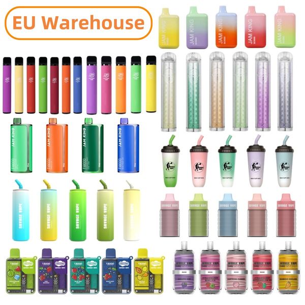 EU Warehouse e cigarette Vapes jetables Jam King Vape Savage Vape Puff 12k 16k 15k 10k 9k 8k 6k 5k 1600600 15000 12000 9000 10000 Expédition rapide MOQ 1PC