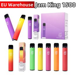 Entrepôt de l'UE Jam King 1500 bouffées de cigarettes électroniques 10 saveurs vape jetable 4,8 ml de jus électronique Pods préremplis 2% 20 mg Bobine de maille de sel Nic Batterie 850 mAh vs vapsolo elfbar