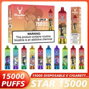 EU Warehouse Originele Gem Bar Stag Bar 15000 Puffs Tornado Disposable VAPE 15K vloeibare batterijweergave Scherm e-sigaret vape penapparaat 22 ml 10 flaovrs in Duitsland