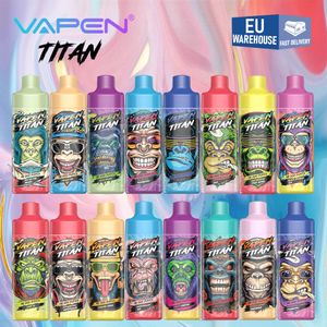 Almacén de la UE | Original VAPEN TITAN 10000Puffs Vape desechable Cigarrillo electrónico Aceite precargable Flujo de aire Vapor E Cigs Razz Wape Puff Bar Vaper Sabores puros 10K 12K