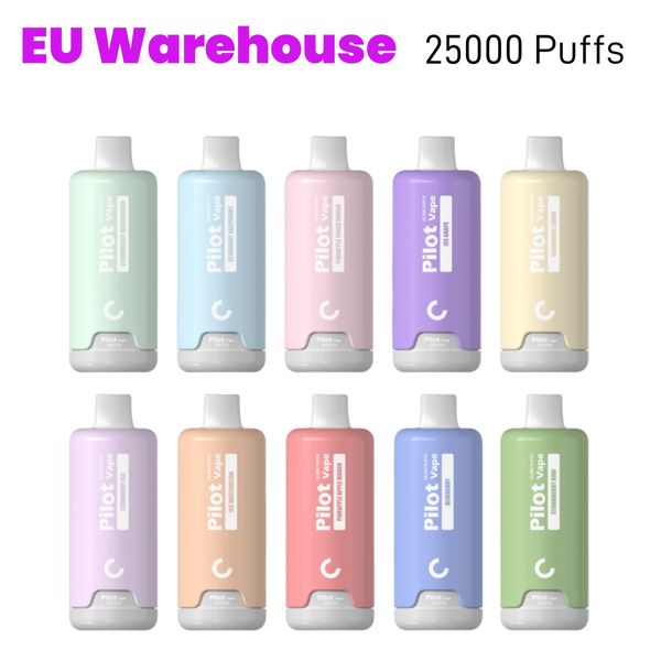 UE Warehouse Pilot Puff 20000 25000 Vapes desechables 28 ml Vape Vaper Pod Cigarrillo electrónico 2% 3% 5% 10 sabores Sistema de cápsula Bobina Mesh 650 mAh Barra de hojaldre recargable