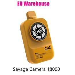 EU Warehouse Puff 18000 18K Savage Camera Vaper Vapes Wegwerpvape 28ml E Juice Screen Display 2% 3% 5% NIC 10 FLAVORS MESH Coil 1,1Ω Oplaadbare 650 mAh Puff 7000 9000