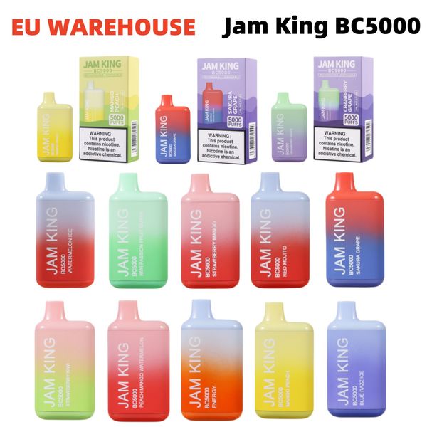 UE Almacén sigatta elettronica vape desechable Jam King BC5000 vapers 13ml 650mah 50mg vaper batería desechable pluma al por mayor sabor a cigarrillo desechable