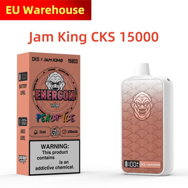 EU Warehouse vape bouffée jetable 15000 Jam King Vaper Box CKS 15000 24 ml E-Liquide Jetable E Cigarette Écran LED Affichage USB-C saveur de jus vs Randm tornado puff 10k