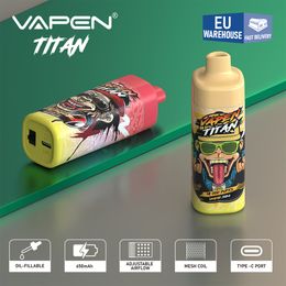 Almacén de la UE | VAPEN TITAN 10000Puffs Vape desechable Cigarrillo electrónico Aceite precargable Flujo de aire Vapor E Cigs Razz Wape Puff Bar Vaper Sabores puros 10K 12K Envío rápido