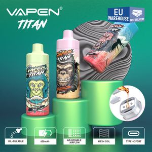 EU-magazijn | VAPEN TITAN Wegwerp Vape 10000 Rookwolken eSigaret Olie Bijgevuld Tornado Razz Bladerdeeg Bar 9K 10K 12K 15K Vaper i Wape Sigaretten Damp Originele Smaak Snelle Verzending