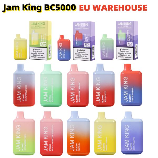 EU Warehouse vaper desechable puff 5000 Jam King BC5000 mod vape jetable 13 ml prérempli 650 mAh stylo de batterie en gros saveur de cigarette jetable