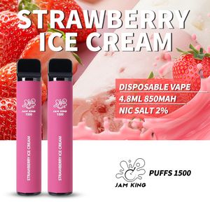 EU Warehouse vapers desechables Jam King 1500 vapes disposable puff wholesale e cigarettes disposable vape pen 4.8ml Prefilled Flavor juice 850mAh Battery 2% 20mg