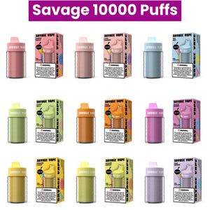Savage Disposable Vapes 12000 10000 Puffs 25 ml Verstelbare luchtstroom Vapers E Cigs Vaper 2% 3% 5% 10 SMAVOREN GEVOUDIGDE JUICE DIVISY MESH Soil 650 mAh Batterij