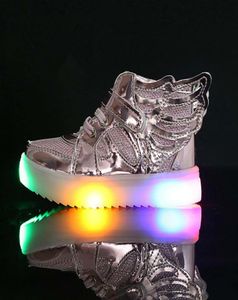EU21-36 chaussures avec lumière nouvelle mode baskets lumineuses garçons petites filles chaussures ailes toile appartements printemps enfants éclairer chaussures8877420