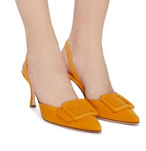 Diseñador Mujer bombas Maysli Sandalias Slingback Zapatos Dama Punta estrecha Bombas Hebilla-detalle Dama Sexy Fiesta Boda Stiletto Tacones altos EU35-43 Caja