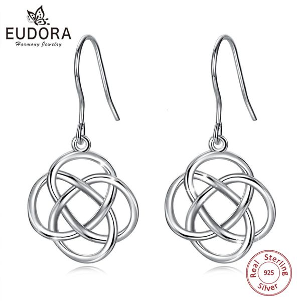 Eudora 100 925 Silver Silver Witchcraft Not Boucles d'oreilles pour femmes Fine Boucles d'oreilles de nœud celtique Irish Bijoux Wicca cadeau 240408