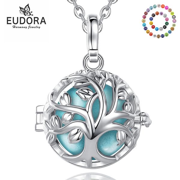 Eudora-collar de Árbol de la vida con Bola de armonía de 18MM, Bola de carillón de embarazo, llamador de Ángel, Bola Musical para bebé, joyería DIY para mujer, regalo 240115