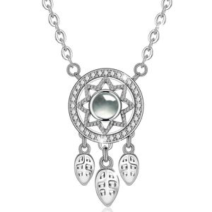 Eudora 925 sterling zilveren droomvanger hanger 100 taal ik hou van je ketting voor vrouwen meisjes mode-sieraden romantische geschenk Q0531