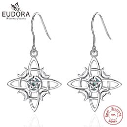 Eudora 925 Esterling Silver Witch Knot Penrings for Women Natural Abalone Shell Irish Celtic Knot Drop Witchcraft Jewelry 240408