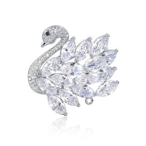 Broche de cisne puro con diamantes de imitación de animales de cristal EUDORA, broches de cisne de dos colores para mujer y hombre, accesorios de ropa