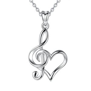 EUDORA Sterling Silver note de musique pendentif collier signal de battement de coeur collier de coeur femmes 925 argent bijoux fins avec boîte D413 Q0531