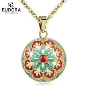 Eudora-colgante de Bola de campana de flor artesanal esmaltado único, collar de Bola de armonía, llamador de Ángel, regalo de joyería para esposa embarazada 240102