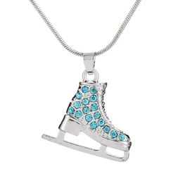 Euécouteur an 5 pièces multicolore strass patins chaussure pédant collier Sport bijoux pour femmes Whole2373