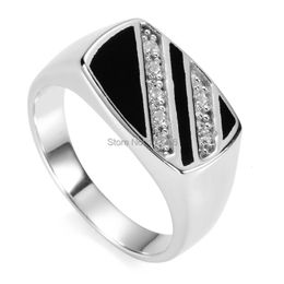 Eulonvan 925 sterling zilveren sieraden vingerringen voor mannen Zwarte hars en witte zirkonia druppel S3777 maat 6 13 231220