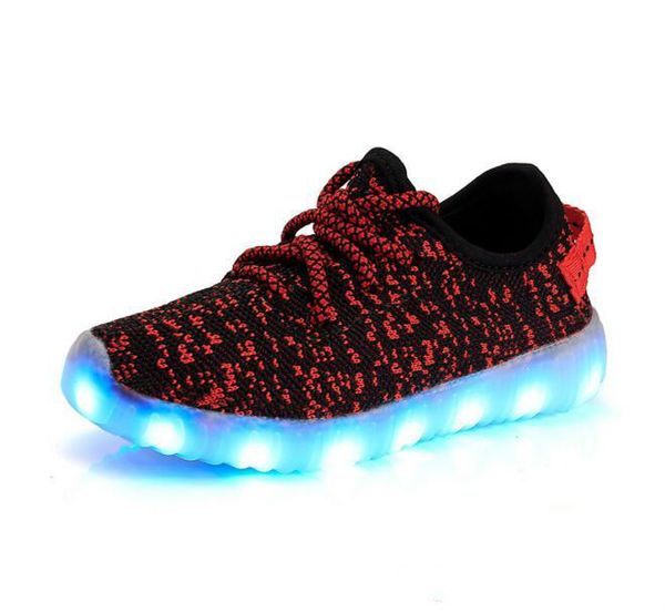 Eur25-37 Usb charge respirant été enfants panier Led garçons filles chaussures enfants avec des lumières chaussures lumineuses pour les filles garçons baskets