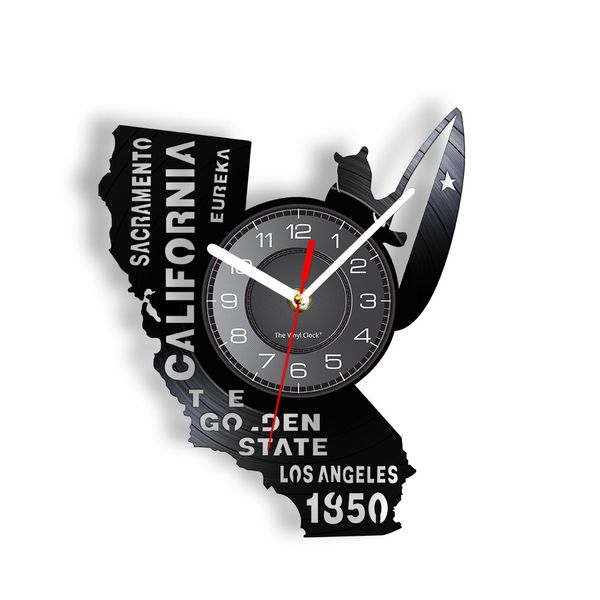 Eureka The Golden State California State Home Wall Clock Sacramento Los Angeles Vinyl Record Wall Clock USA Travel Souvenir Regalo