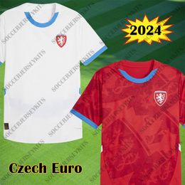 Tsjechisch voetbalshirt 2024 heren tops tee Tsjechische voetbalshirts rood thuis wit uit voetbalshirt 24 25