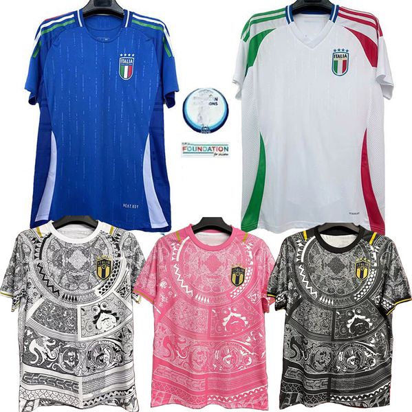 Euro 2024 Italie Jerseys de football Italia Verratti Chiesa Maglie XXXL 4xl Barella Bonucci Concept spécial Pré-match Training Uniforme Camisetas Football Top Shirt