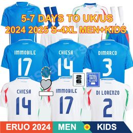 Euro 2024 Italie Maglia Bambino Buffon Chiellini Verratti Totti Chiesa Barella Belotti Zaniolo Raspadori Jorginho Soccer Jerseys Maillot de Football Home Shirts