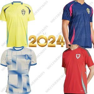 EURO 2024 Pays de Galles Accueil Grèce Football 2023 24 Coupe d'Europe Suède Chemises Équipe nationale Maillot rouge Maillots de football jaunes