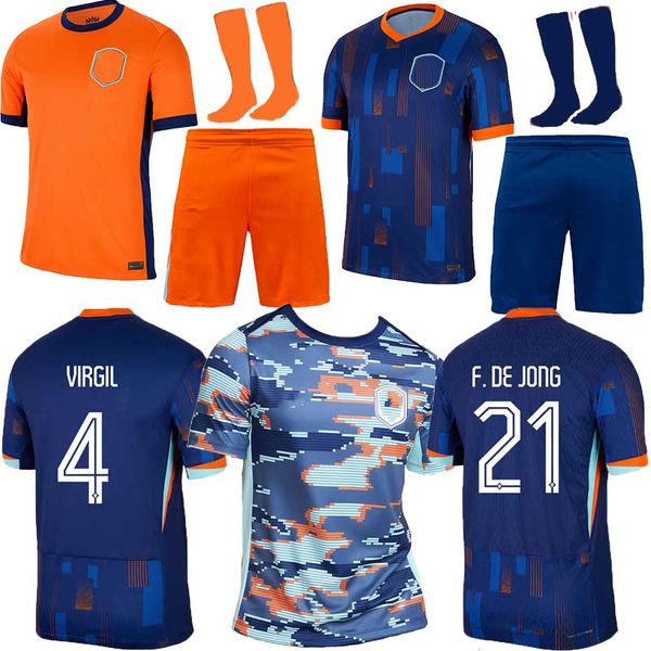 24 Países Bajos 2024 25 Memphis Soccer Jersey Holland Jong Virgil Dumfries Bergvijn Klaassen Blind de Ligt Men Kits Kit Dutch PRE Match Entrenamiento Fútbol Camiseta de fútbol