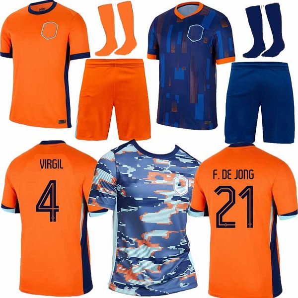 24 Países Bajos 2024 25 Memphis Soccer Jersey Holland Jong Virgil Dumfries Bergvijn Klaassen XXXL 4XL DE LIGT Men Kids Kit Dutch PRE Match Entrenamiento Fútbol Camiseta de fútbol