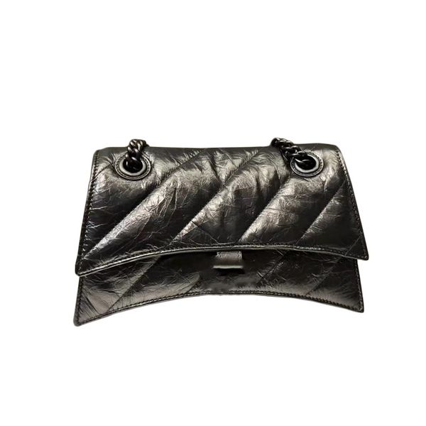 Sac à bandoulière de style euro-américain sac à bandoulière femme sac sablier en cuir plissé sac à chaîne Ringer