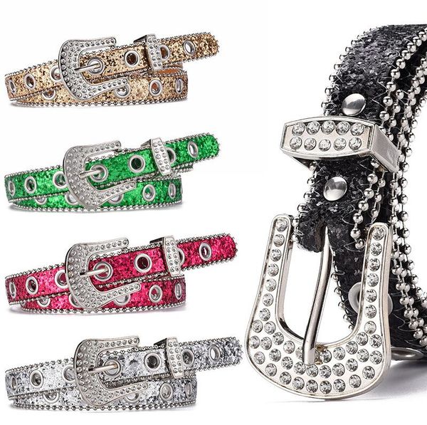 Ceinture à épices en strass de style euro-américain, Style ins, paillettes de personnalité, oeil d'air ajouré, ceinture décorative assortie avec tout