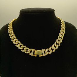 Estilo euroamericano ancho de una sola fila simple con aleación de diamante cadena cubana collar cubano personalidad estilo hip hop