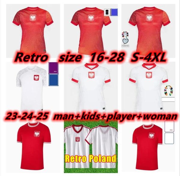 2024 2025 Jerseys de fútbol de Polonia Euro Cup Lewandowski Equipo nacional 24 25 Piszczek Piatek Grosicki Krychowiak Zielinski Blaszczykowski 1982 Camisetas de fútbol retro