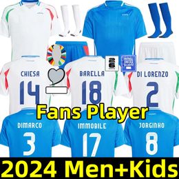 Euro Cup 2024 Italie Soccer Jersey Soccer Jerseys Jouer Player Maglie Da Calcio Totti Verratti Chiesa Italia 24 25 Football Shirts Men Set Kid Kit Uniforme