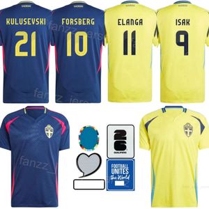 Euro Cup 2024 Soccer Sweden Jersey 1 Olsen 11 Elanga 6 Augustinsson 10 Ibrahimovic 7 Claesson 24 Nilsson Thelin 17 Gyokees voetbalshirt Kits Nationaal team