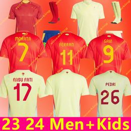 Euro Spains Soccer Jerseys Pedri Gavi Lamine Yamal Morata Carvajal Olmo Asensio Ferran Rodrigo Cucurella Jersey 24 2025 Spanish Men Kid Kit Kit Football Shirt Joueur
