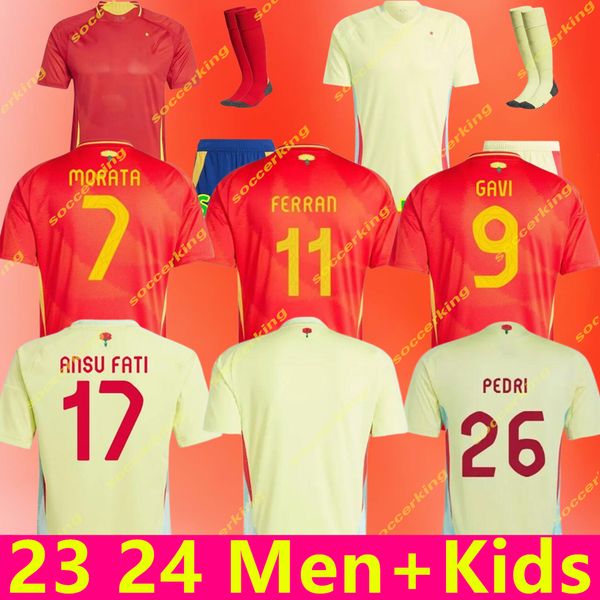 Euro Spains Soccer Jerseys Pedri Gavi Lamine Yamal Morata Carvajal Olmo Asensio Ferran Rodrigo Cucurella Jersey 24 2025 Men d'espagnol Kid Kit Kit Footh